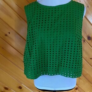 Kate Spade x Target NWT Green Eyelet Sleeveless Crop Shell Top L NEW
